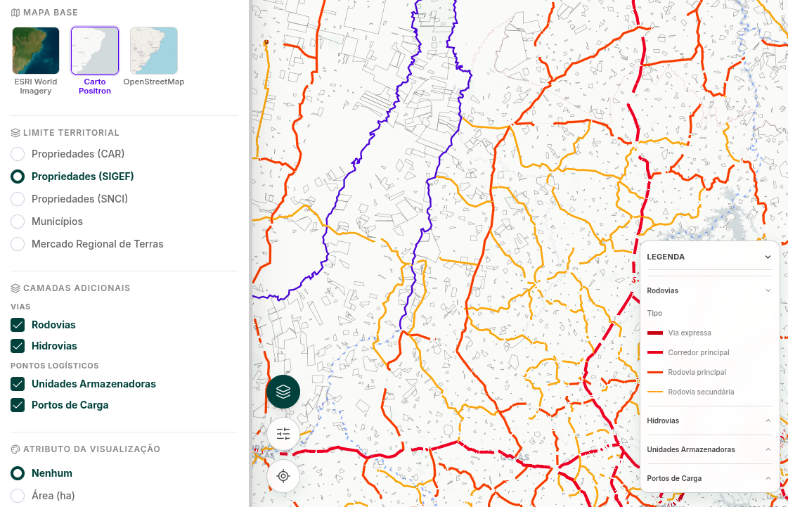 Tela da plataforma Soli com análise de logística e infraestrutura