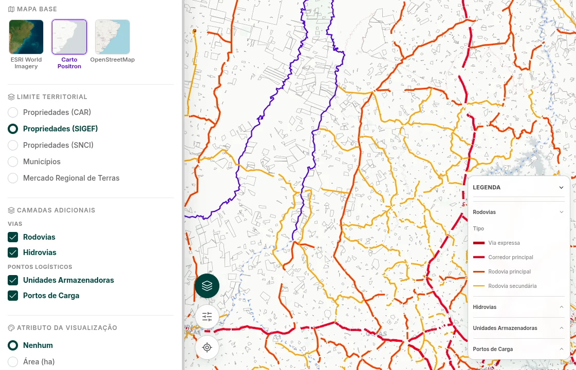Tela da plataforma Soli com mapa e indicadores territoriais